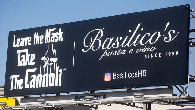 Tony Roman's Basilico's Restaurant billboard